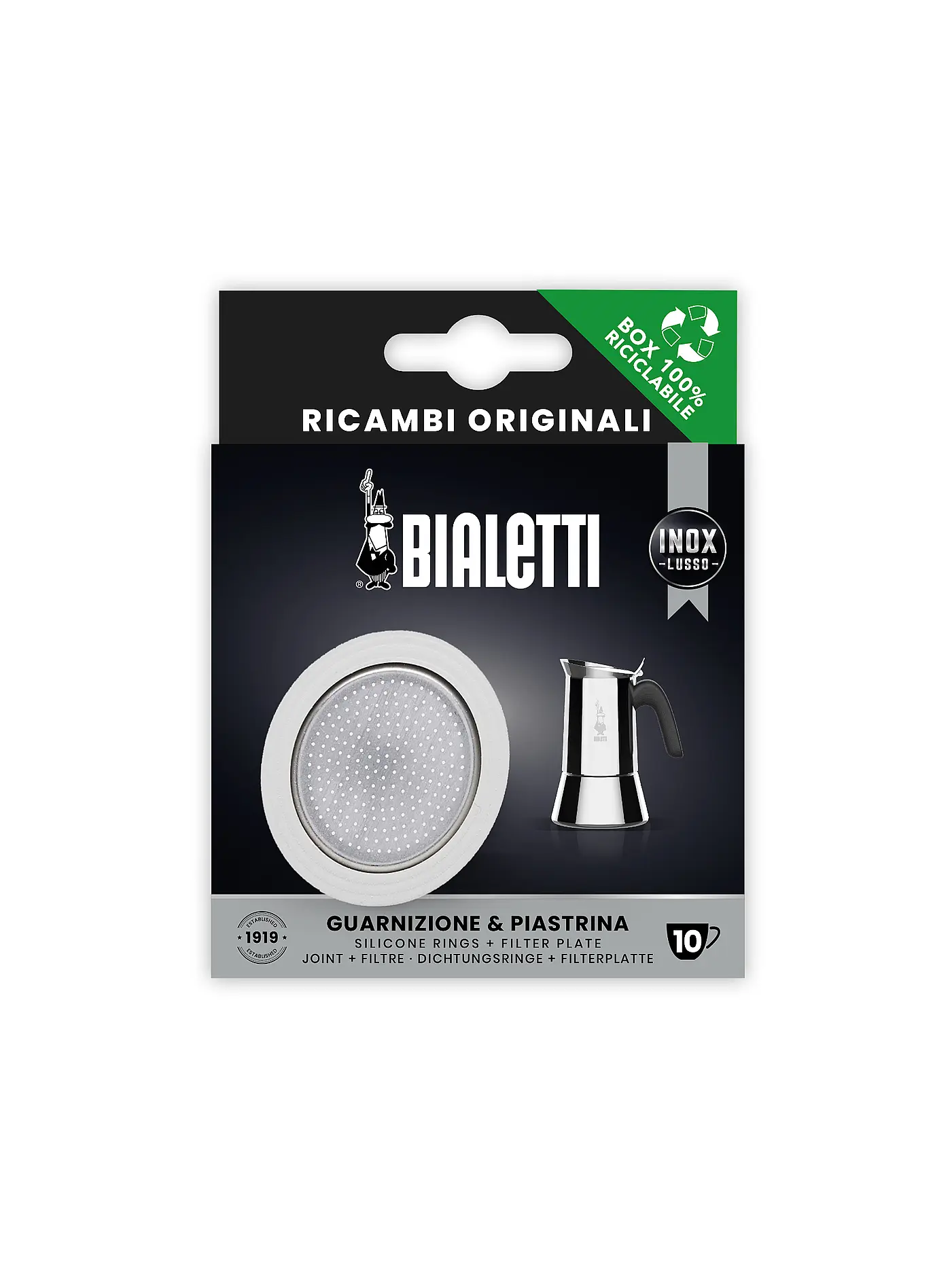 BIALETTI | Ersatzset 10 Tassen Dichtung plus Sieb Silikon | 